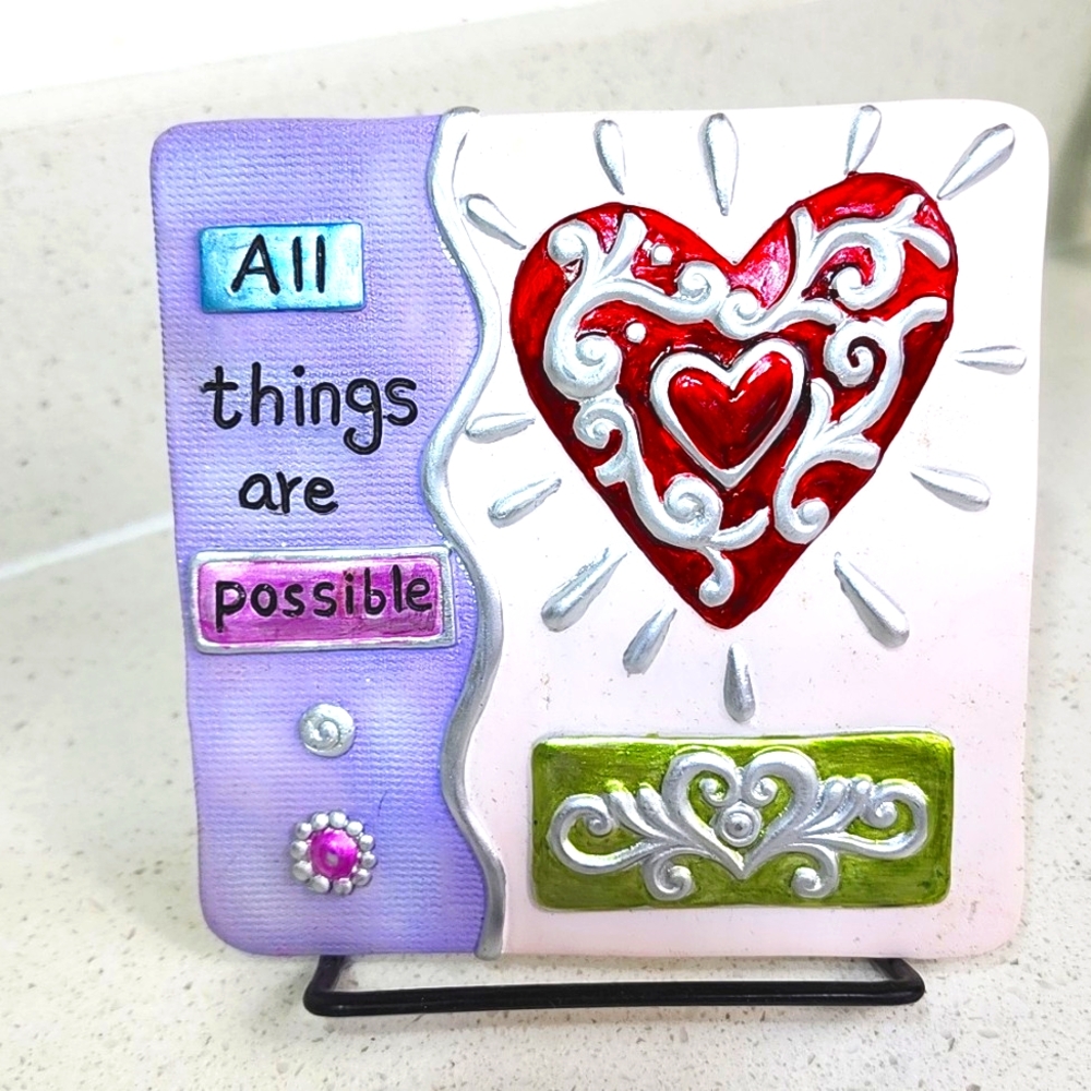 Tile, Inspirational Hand painted.